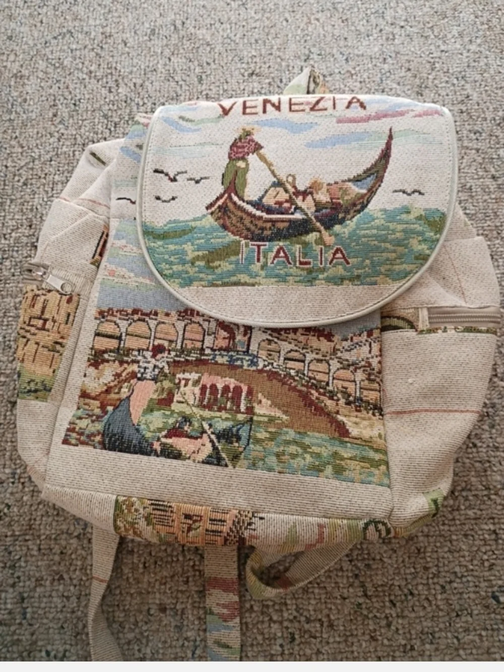 Venezia Tapestry Backpack - Beige Multi-Color